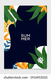 fondos abstractos con espacio de copia para texto, banners brillantes, diseño de portada, afiches, plantillas, tapices de historias de medios sociales con hojas tropicales y plantas en un mínimo de sencillez.