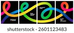 Abstract Backgrounds Design with Gradient Shapes. Vector Posters with 3D Colorful Lines Graphics. Modern Dynamic Patterns. Minimalist Cover Layout