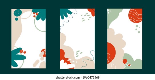 Abstract backgrounds with floral elements and organic shapes. It can be used in both horizontal and vertical formats. A place for your text, a trending abstraction. EPS 10.