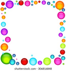 Abstract Backgrounds frame made of colorful rectangular frame isolated on white glossy round.