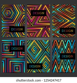 Abstract backgrounds with geometric pattern. Colorful gradients. Template for Title sheet, report, presentation, brochure. Layout for banners, posters, flyers, invitations and gift cards.