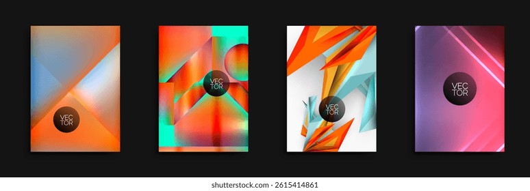 Abstract backgrounds. Geometric shapes, vibrant colors, modern designs. Vector illustrations suitable for various projects.