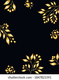 Abstract backgrounds golden leopard spots flowers poster postcard vector illustration