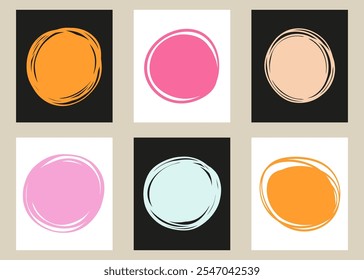 Abstract Backgrounds with Hand drawn Circles, Ellipses and Ovals Emphasis Highlights Marker Drawings Set. Round freehand frames shapes. Abstract doodle writing design vector set