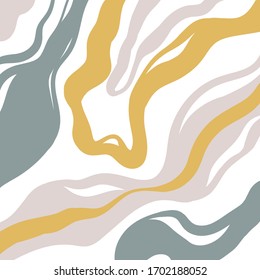 Abstract backgrounds. Hand drawn doodle various shapes, leaves. Contemporary modern trendy Vector illustration. Pastel colors