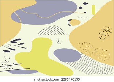 Abstract backgrounds. Hand drawn various shapes and doodle objects. Contemporary modern trendy vector illustrations. Every background is isolated. Pastel colors
