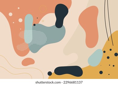 Abstract backgrounds. Hand drawn various shapes and doodle objects. Contemporary modern trendy vector illustrations. Every background is isolated. Pastel colors
