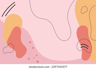 Abstract backgrounds. Hand drawn various shapes and doodle objects. Contemporary modern trendy vector illustrations. Every background is isolated. Pastel colors
