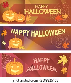 abstract backgrounds - happy halloween - vector banners with pumpkins