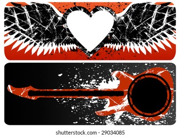 Abstract backgrounds heart and guitar