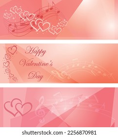 abstract backgrounds with hearts and music notes for saint valentine day events - vector set of romantic templates