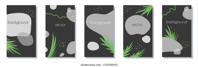 Abstract backgrounds for the history of social networks. Set of minimalistic backgrounds of shapes, lines and dots. Place for an inscription. Vector stock illustration. modern scribbles and spots.
