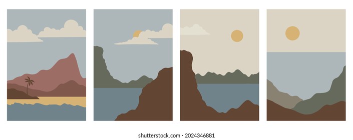 Resumen de los paisajes de fondo. Colección de carteles para la impresión
