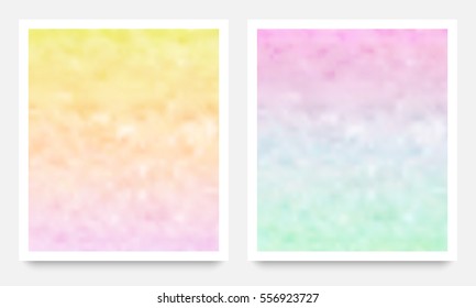 Abstract backgrounds in light colors, iridescent textures, greeting card or invitation templates, vector illustration