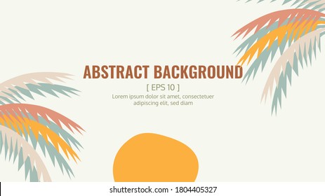 Abstract backgrounds, like a beach vector, and a blue sea with rocks and palm leaves.
