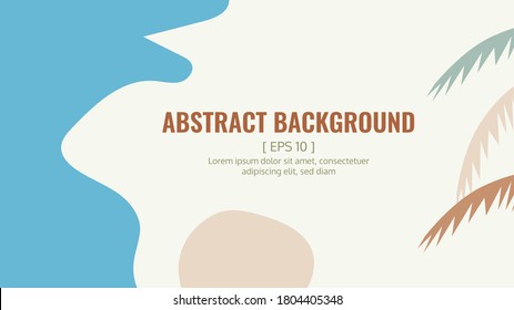 Abstract backgrounds, like a beach vector, and a blue sea with rocks and palm leaves.