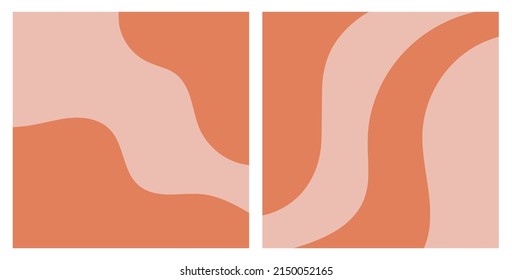 Abstract backgrounds with liquid shape and curve vector illustration. Midcentury modern art color style.  