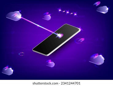 Abstract backgrounds networking communication connection cloud innovation upload file icon element decorative graphic design vector illustration