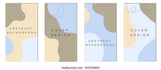 Abstract backgrounds with organic shapes and hand draw line in pastel colors on white. Modern background for beauty branding design. Vector illustration.