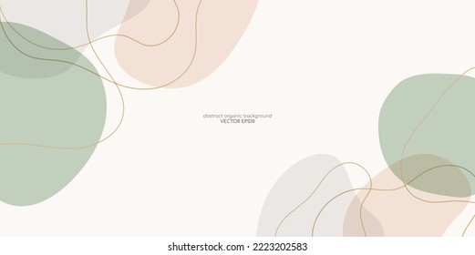 Abstract backgrounds with organic shapes and hand draw line in pastel earth tone colors. Minimal modern design template with space for text. Vector illustration.