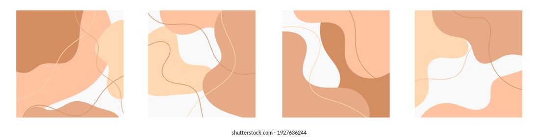 Abstract backgrounds with organic shapes and lines on white. 