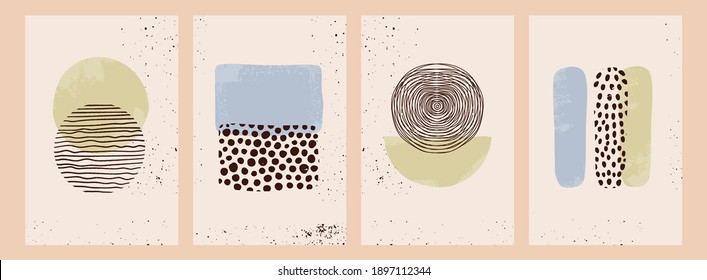 Abstract Backgrounds or Patterns. Hand drawn doodle shapes. Spots, drops, curves, Lines. Contemporary modern trendy Vector illustration. Posters, cards templates