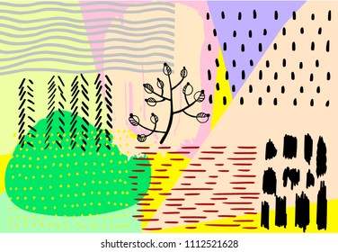abstract  backgrounds printed pencil doodle and brush strokes