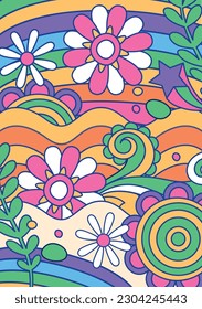 Abstract Backgrounds, Psychedelic Decorative Templates for Posters, Covers, Illustrations, 1980s - 1990s Colors
