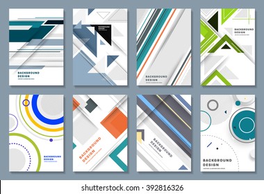 Abstract Backgrounds Set. Geometric Shapes and Frames for Presentation, Annual Reports, Flyers, Brochures, Leaflets, Posters, Business Cards and Document Cover Pages Design. A4 Title Sheet Template.