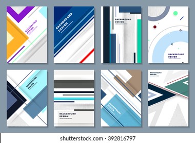 Abstract Backgrounds Set. Geometric Shapes and Frames for Presentation, Annual Reports, Flyers, Brochures, Leaflets, Posters, Business Cards and Document Cover Pages Design. A4 Title Sheet Template.