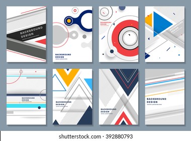 Abstract Backgrounds Set. Geometric Shapes and Frames for Presentation, Annual Reports, Flyers, Brochures, Leaflets, Posters, Business Cards and Document Cover Pages Design. A4 Title Sheet Template.