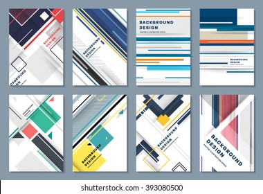 Abstract Backgrounds Set. Geometric Shapes and Frames for Presentation, Annual Reports, Flyers, Brochures, Leaflets, Posters, Business Cards and Document Cover Pages Design. A4 Title Sheet Template.