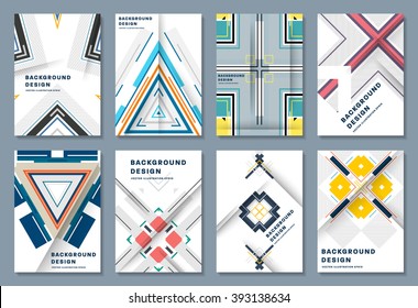 Abstract Backgrounds Set. Geometric Shapes and Frames for Presentation, Annual Reports, Flyers, Brochures, Leaflets, Posters, Business Cards and Document Cover Pages Design. A4 Title Sheet Template.