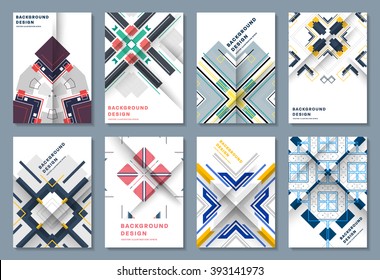 Abstract Backgrounds Set. Geometric Shapes and Frames for Presentation, Annual Reports, Flyers, Brochures, Leaflets, Posters, Business Cards and Document Cover Pages Design. A4 Title Sheet Template.