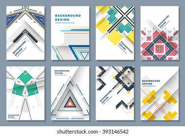 Abstract Backgrounds Set. Geometric Shapes and Frames for Presentation, Annual Reports, Flyers, Brochures, Leaflets, Posters, Business Cards and Document Cover Pages Design. A4 Title Sheet Template.