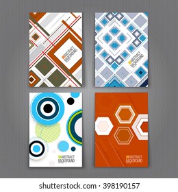 Abstract Backgrounds Set. Geometric Shapes and Frames for Presentation, Annual Reports, Flyers, Brochures, Leaflets, Posters, Business Cards and Document Cover Pages Design. A4 Title Sheet Template.