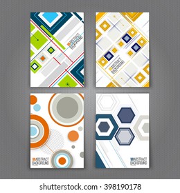 Abstract Backgrounds Set. Geometric Shapes and Frames for Presentation, Annual Reports, Flyers, Brochures, Leaflets, Posters, Business Cards and Document Cover Pages Design. A4 Title Sheet Template.