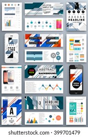 Abstract Backgrounds Set. Geometric Shapes and Frames for Presentation, Annual Reports, Flyers, Brochures, Leaflets, Posters, Business Cards and Document Cover Pages Design. A4 Title Sheet Template.