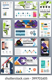 Abstract Backgrounds Set. Geometric Shapes and Frames for Presentation, Annual Reports, Flyers, Brochures, Leaflets, Posters, Business Cards and Document Cover Pages Design. A4 Title Sheet Template.