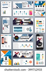 Abstract Backgrounds Set. Geometric Shapes and Frames for Presentation, Annual Reports, Flyers, Brochures, Leaflets, Posters, Business Cards and Document Cover Pages Design. A4 Title Sheet Template
