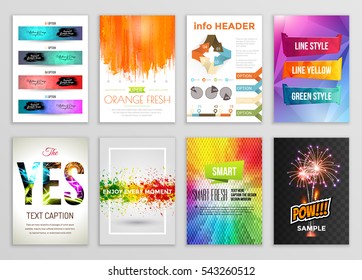 Abstract Backgrounds Set. Geometric Shapes and Frames for Presentation, Annual Reports, Flyers, Brochures, Leaflets, Posters, Business Cards and Document Cover Pages Design. A4 Title Sheet Template