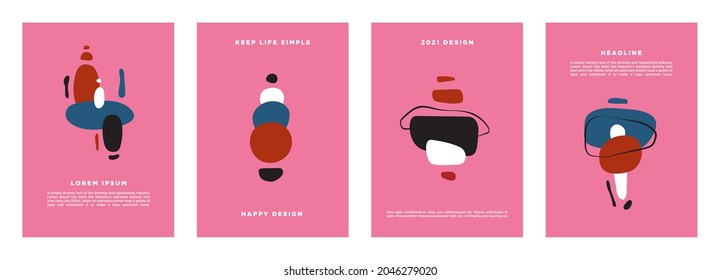 Abstract Backgrounds Set. Hand drawn various shapes and doodle objects. Minimalist art. Contemporary modern trendy vector. Every background is isolated. Pastel colors. Template and Layout. Cover.