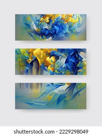 Abstract backgrounds set modern futuristic graphic. Yellow, Blue chaotic background . Vector abstract texture design, bright poster, banner yellow and blue background. Abstract vector illustration.