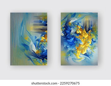 Antecedentes abstractos de un gráfico futurista moderno. Fondo amarillo, azul caótico. Diseño de textura abstracta vectorial, afiche brillante, fondo amarillo y azul banner. Ilustración del vector abstracto.