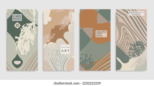 Abstract backgrounds set. Modern geometric and grunge texture, hand drawn brush strokes and doodle elements. Minimalistic design for poster, banner, cover, flyer, invitation. Trendy brochure templates