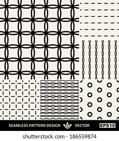 Abstract backgrounds set, Retro seamless patterns, fabrics, trendy style 40s, 50s, 60s, 70s, 80th , 90s, cute wrapping paper templates, layouts, sketches, tissue samples for design