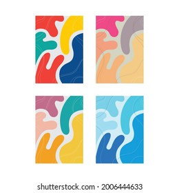 Abstract backgrounds set. Abstract shapes color vector A4 illustrations for book, notebook, banner, presentation, poster, flyer, booklet and invitation. Part of set.