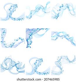 Abstract backgrounds set in water wave style. Vector illustration without transparency  EPS 10.