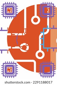 abstract backgrounds and shapes of electronic elements of chips, processors and the like