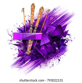 Abstract backgrounds, ski sport text